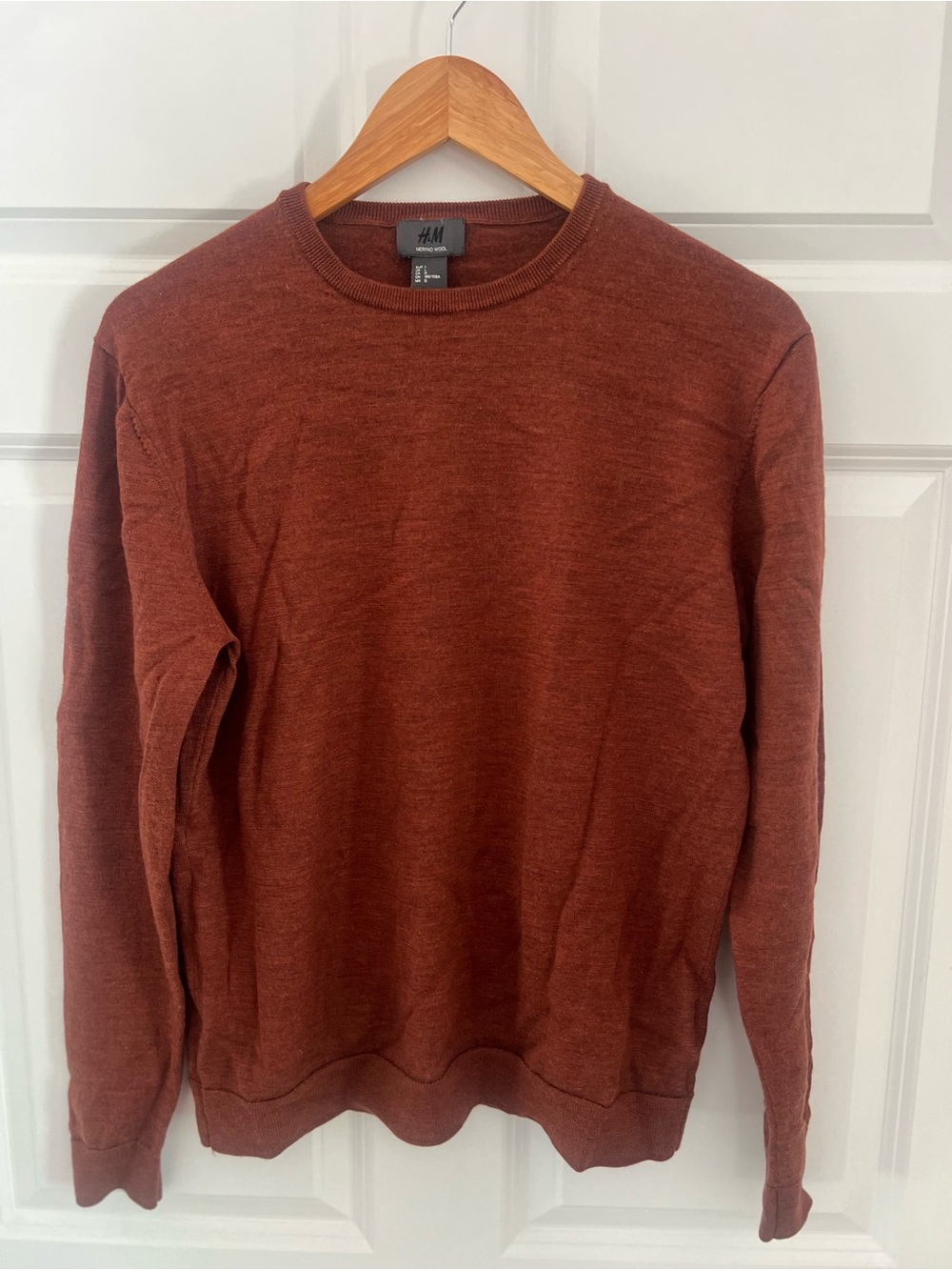 H&M Men's 100% Merino Wool Crewneck Sweater - Rust